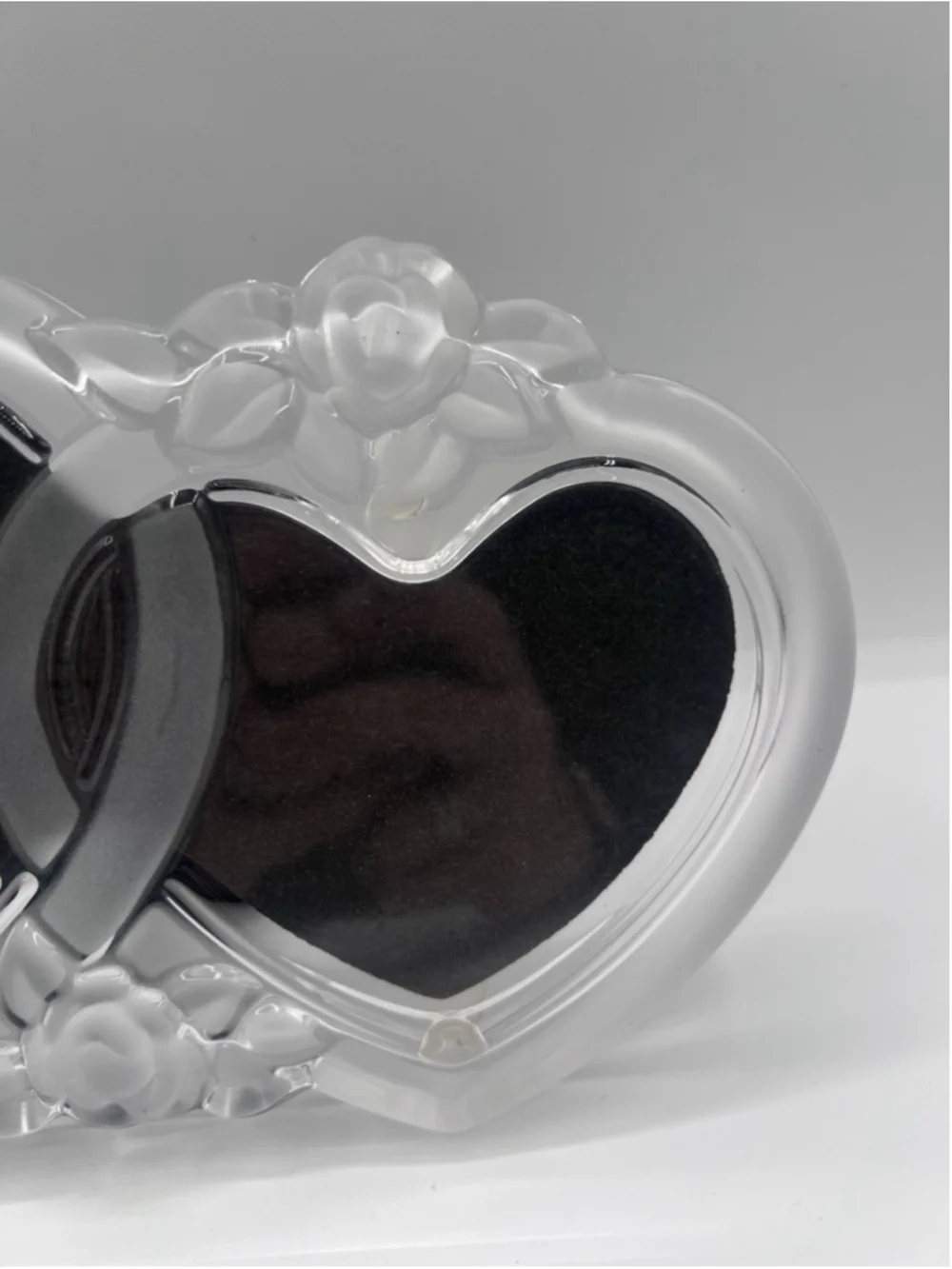 Mikasa Rosemont Double Heart Picture Frame Glass Crystal Vintage